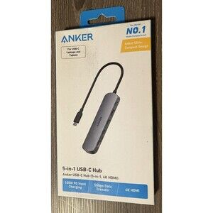 Anker 5-in-1 USB-C Hub 4K HDMI 100W PD 5Gbps Data Transfer Gray Portable